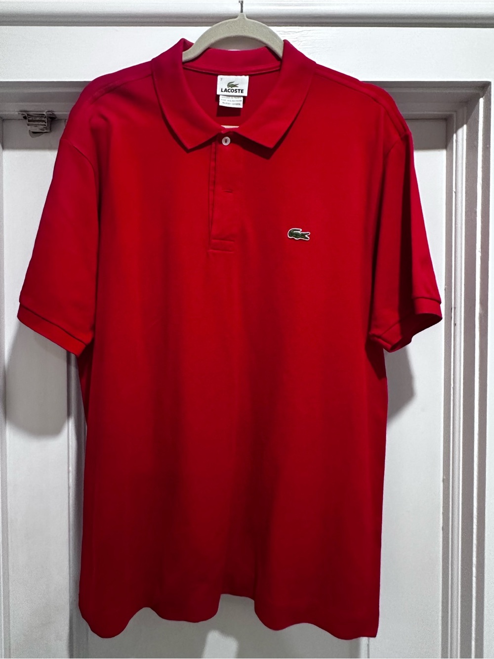 Lacoste Red Men's Polo with Signature Crocodile
